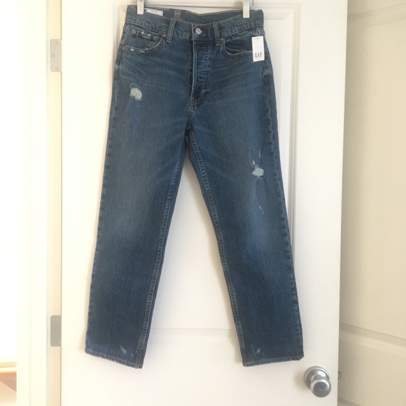 Gap high destructed rise cheeky straight jeans 27โ - Picture 4 of 9